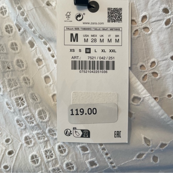 Zara White Eyelet Madison tiered Midi Dress - Picture 4 of 5